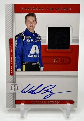 2021 National Treasures Racing William Byron Firesuit Patch Autograph #/10 - Image 1 of 2