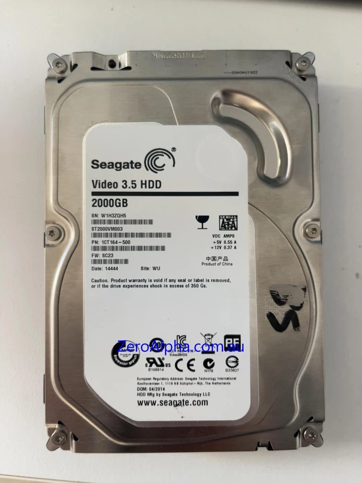 ST2000VM003, 1CT164-500, SC23, WU, W1H3 Seagate Data Recovery Donor Hard Drive - Image 1 of 1