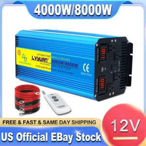 4000W 8000W Power Inverter Pure Sine Wave 12V dc to 110V 120V ac LED Caravan - Picture 1 of 7