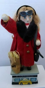 Unique Vintage Wooden Shopping Lady Wooden Statue Gift - Picture 1 of 8