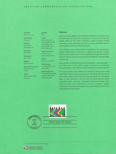 #0435 37c Kwanzaa Stamp #3881 Souvenir Page - Picture 1 of 1