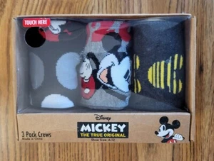 New Mickey Mouse Crew Socks 3 Pair Size 6-12 The True Original Disney Gift Set - Picture 1 of 6