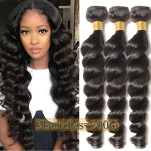 Brazilian Virgin Human Hair Bundle Deal Loose/Deep/Curly Wave Full Weaving Wefts - Picture 1 of 24