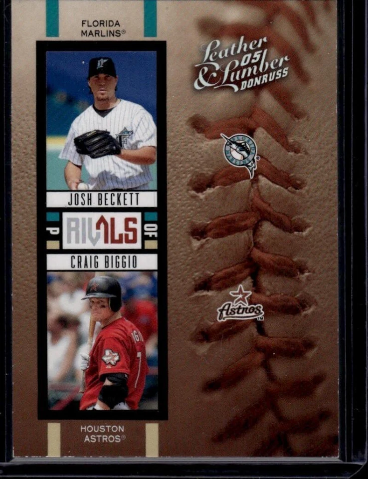2005 Donruss Leather and Lumber Rivals Silver #R-17 Josh Beckett/Craig Biggio  - Image 1 of 2