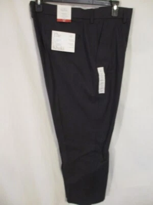 Pantalones de vestir planos Croft & Barrow algodón negro azabache fácil cuidado SR $28 NUEVOS Foto 1 de 3