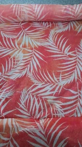 Leaf Print Power Mesh Fabric Dress Skirt Kimono 4 Way Stretch Per Metre ORANGE - Picture 1 of 1