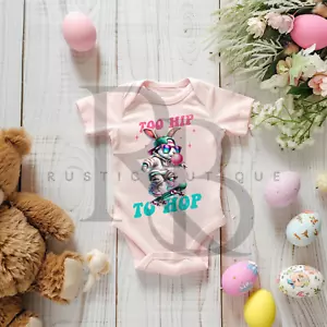 Infant Romper Baby Jumpsuit Baby One Piece Cute Easter Too Hip To Hop - Picture 1 of 2