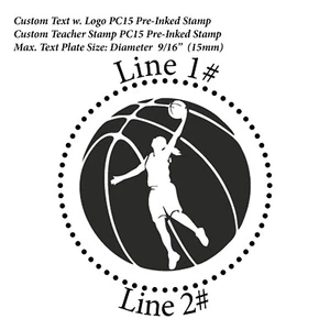 Mensaje personalizado hasta 2 líneas con tu logotipo sello redondo de profesor PC15-01 (baloncesto) - Imagen 1 de 2
