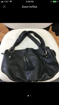 Bolsa de ombro Talbots Pebble Grain preta - Imagem 1 de 2