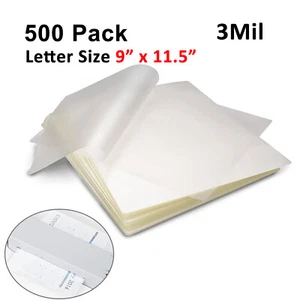 Clear Thermal Laminator Laminating Pouches Letter Size 9 x 11.5 500 Sheets 3 Mil - Picture 1 of 5
