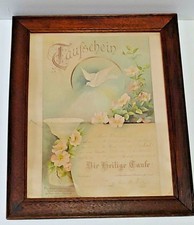 Antique 1895 Taufschein Fraktur Birth Certificate EBENHOCH ?  NEW ULM ?