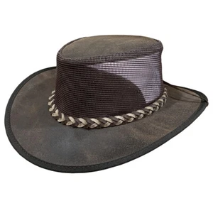 99EQ Crazy Horse Cow Suede with Mesh Chocolate Brown Cowboy Hat Hilason - Picture 1 of 8