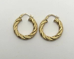 Aro trenzado italiano redondo de oro amarillo de 18 quilates cepillado tubo de 3,75 mm de diámetro de 22 mm - Imagen 1 de 12
