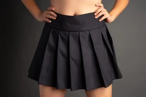 Regular Mini Pleated Skirt for Women in Black, Size Large - DonaldSeneca - Picture 1 of 1