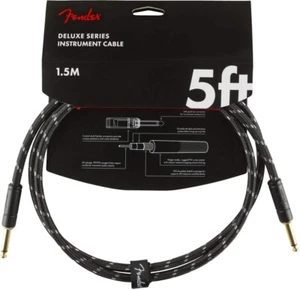 Genuine Fender® 5' Deluxe Series Instrument Cable Black Tweed 0990820093 Guita - Picture 1 of 3