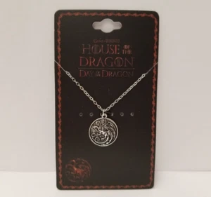 Collar Juego de Tronos Casa Targaryen Sello Cresta Colgante Tono Plata 18" - Imagen 1 de 4
