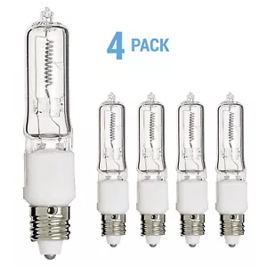 4 Pack Q100CL/MC Clear Bulb 100W Watt 120V JD T4 Mini Candelabra E11 Warm White - Picture 1 of 4