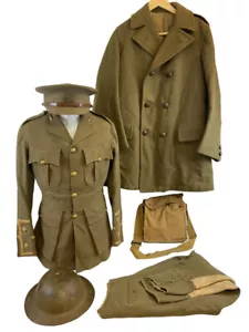 WW1 Canadian CEF 123rd Battalion Officers Uniform Gas Mask Helmet Great Coat ... - Picture 1 of 20