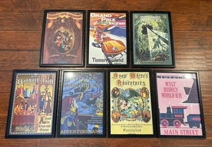 Disney Parks Lot of 7 Vintage Framed Prints 12x18: Fantasyland, Tomorrowland ETC - Picture 1 of 5