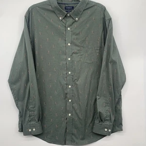 Croft and Barrow Shirt Mens XL Green Allover Bird Duck Print Button Down - Picture 1 of 7