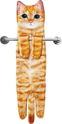 Cat Funny Hand Towels for Bathroom Kitchen - Cute Decorative Small, A-orange  - Image 1 of 4