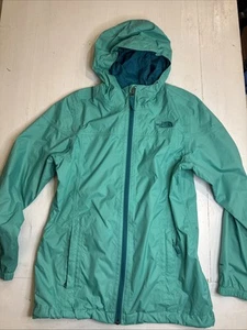 The North Face Girls Size L Aqua Full Zip DryVent Hooded Rain Windbreaker Jacket - Picture 1 of 13