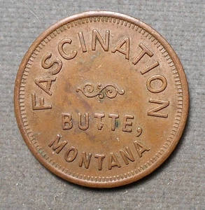 Amusement: Butte, Montana, Fascination Good For One Free Card. Copper, 29mm - Picture 1 of 2