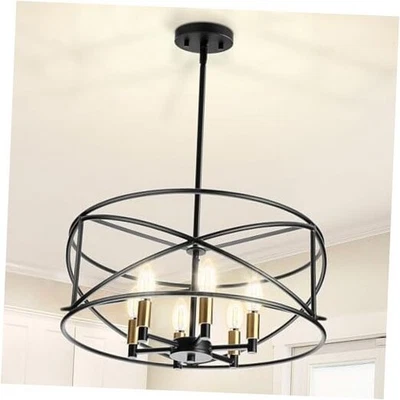  Black Chandelier, Farmhouse Pendant Light Fixture for Dining Room, 20”  - Image 1 of 4