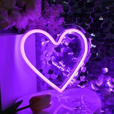 Britrio Heart 霓虹标志,紫色 Love Light 房间装饰适用于 S-Heart-Purple  — 第 1/4 张图片