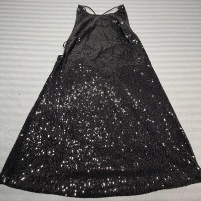 Motel платье женщин большой черный блестками с ремешками скольжения мини вечеринки коктейль на шнуровке - Изображение 1 из 4