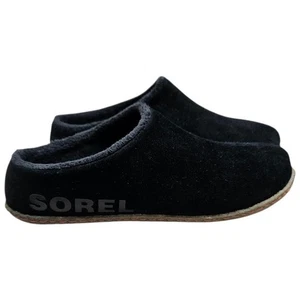 Sorel Black Suede Faux Fur Lined Clog Slippers Women's Size 4 EU 35 - Picture 1 of 12