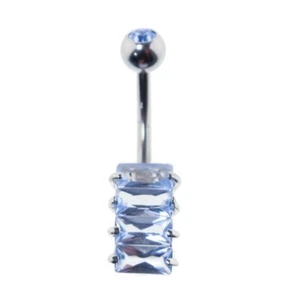 Steel Gem Navel Belly Button Ring Body Piercing w/Cz Gems ETR139-BL - Picture 1 of 1