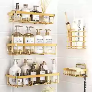 Shower Caddy 5 Pack Bathroom Organizer Rack w/ Inside Adhesive Shelf Shampoo NIB - Picture 1 of 7