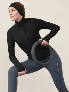 Athleta L Large Flurry Seamless Henley Black NEW! #466524 - Picture 1 of 6