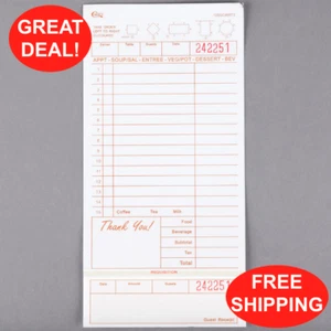 (2000-Pack) 3 Part Tan and White Carbonless Guest Check w/ Bottom Guest Receipt - Picture 1 of 12