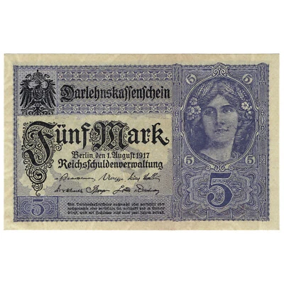 5 Mark, Germany, 1917, 7 digit serial # (UNC), Pick 56a - Image 1 of 2