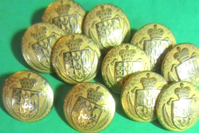 (11) DE COLECCIÓN CORONA HOJA CRESTA/CERTIFICADO DE AUTENTICIDAD AMARILLO en BOTONES DE DISEÑO DE VÁSTAGO DE METAL DORADO-X12 Foto 1 de 2