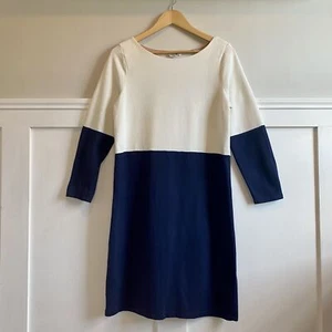 Boden size 12L Dress navy cream colour block pencil tunic 100% cotton - Picture 1 of 8