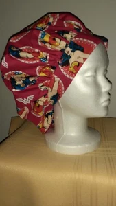 Wonder Woman Red Medical Surgical Bouffant Scrub Hat S,M,L - Picture 1 of 2
