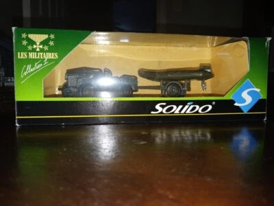 Solido Ref. 6041 Willy Army Jeep w/Trailer & Zodiac Motor Boat,Diecast Metal,NIB - Image 1 of 4