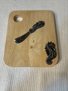 Mudpie Small Seahorse Cutting Board New 7x9 Inches With Spreading/cutting Knife - Picture 1 of 6