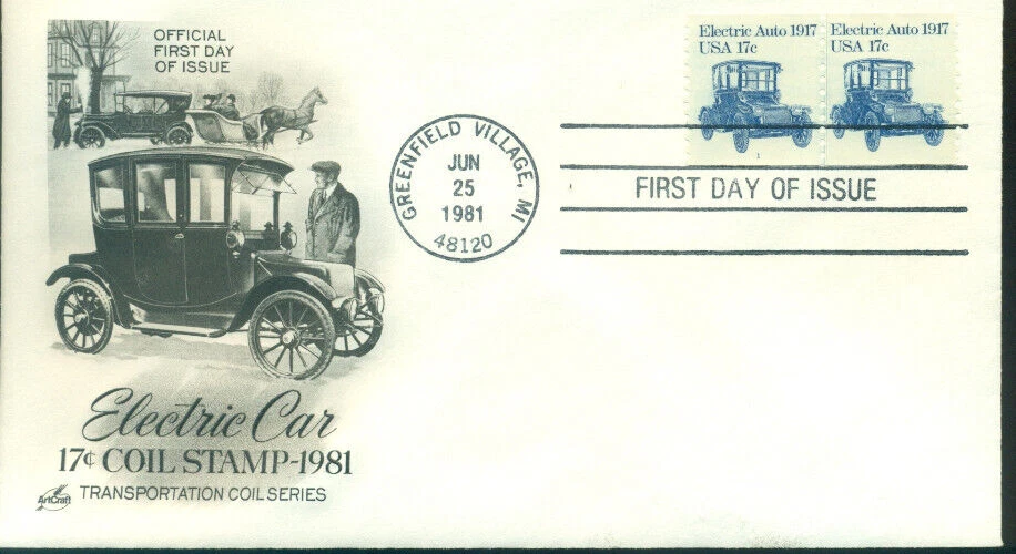 1981 Plate Number Coil FDC - Scott# 1906 - P#1 Pair - Art Craft Cachet  UA - Image 1 of 1