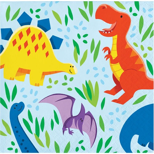 Dinosaur Friends Beverage Napkins (16) - Dino Birthday Party Supplies - Image 1 of 1
