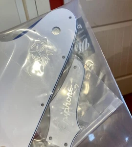 3 Ply White Pickguard/Truss Cover for Epiphone Firebird w/ Chrome Decals by WD - Picture 1 of 11