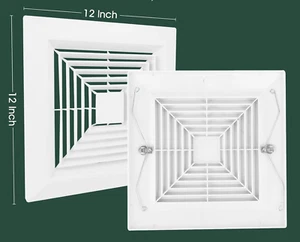 White 1 Piece 12" x 12" Square Ceiling or Wall Mounted Exhaust Fan Cover - Picture 1 of 4