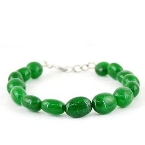 BEST OFFER 148.70 CTS EARTH MINED GREEN EMERALD OVAL SHAPE BEADS BRACELET (RS) - Picture 1 of 2