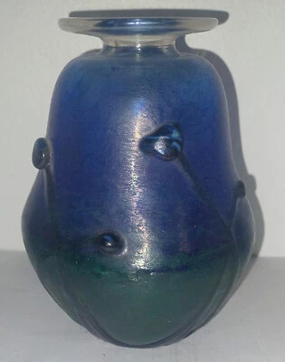 VASE PATE DE VERRE JEAN CLAUDE NOVARO BLEU VERT  SIGNÉ - Photo 1/4