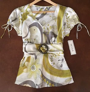 Nicola Green Floral Blouse Size L (B7) - Picture 1 of 4