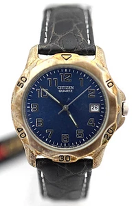 Pulsera de cuero negro esfera redonda azul CITIZEN B10320-32 - Imagen 1 de 4