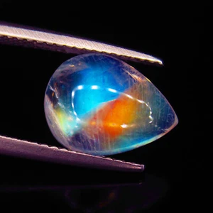 3.44 Ct Natural Rainbow Blue Moonstone Flashing Pear Cabochon Pair,India-A761 - Picture 1 of 2